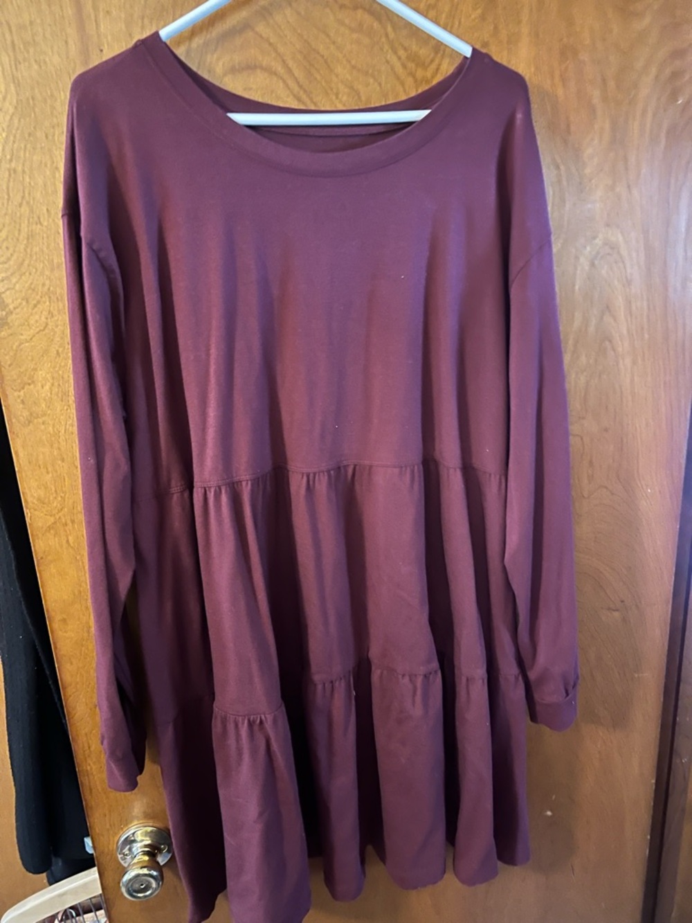 Serra Burgundy Long Sleeve Tiered Dress